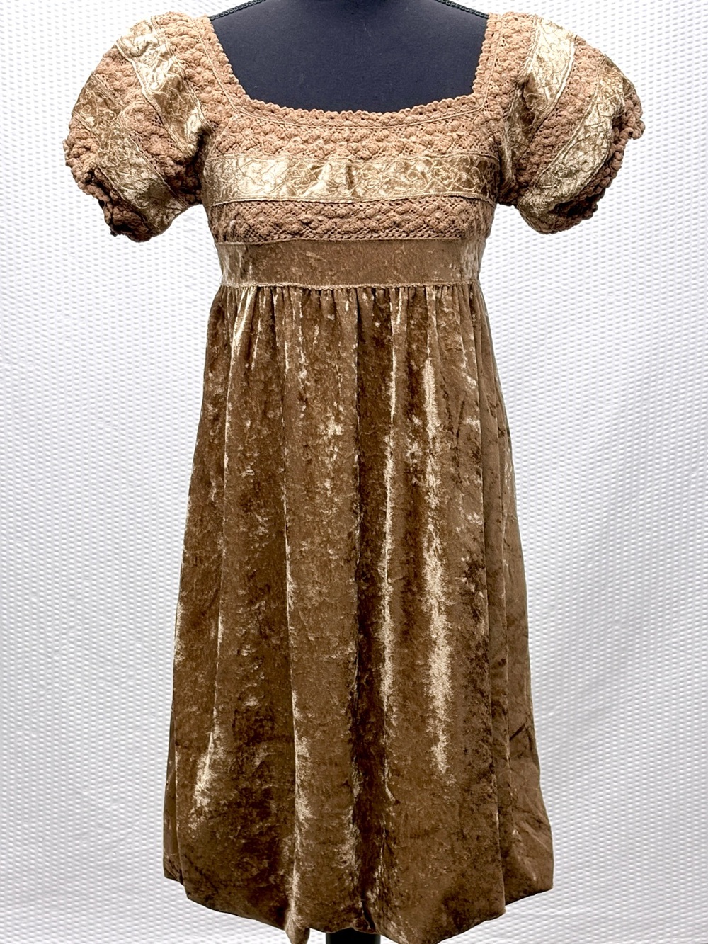 Axes Femme Crushed Velvet Babydoll Dress Womens M J Fashion Mori Girl Lace